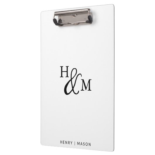 Elegant Monogram Modern Minimalistisch Klembord (Links)