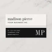 Elegant Monogram Modern Minimalistisch Visitekaartje (Voorkant)