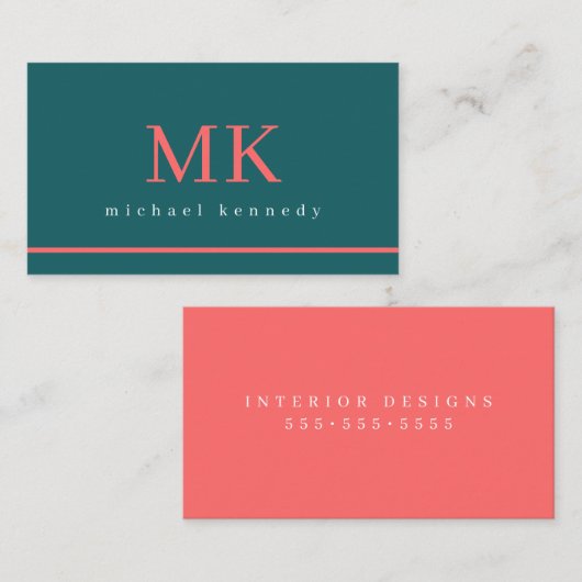 Elegant Monogram Modern Minimalistisch Visitekaartje (Voorkant / Achterkant)