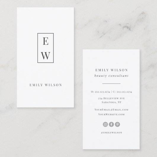 Elegant monogram Modern minimalistische profession Visitekaartje (Voorkant / Achterkant)