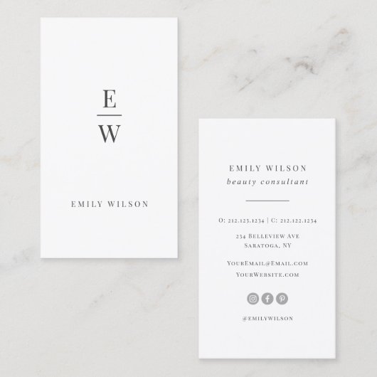 Elegant Monogram Modern Minimalistische Profession Visitekaartje (Voorkant / Achterkant)