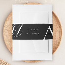 Elegant Monogram Modern Minimalistische Trouwdag Uitnodigingen Wikkel