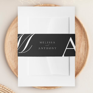 Elegant Monogram Modern Minimalistische Trouwdag Uitnodigingen Wikkel