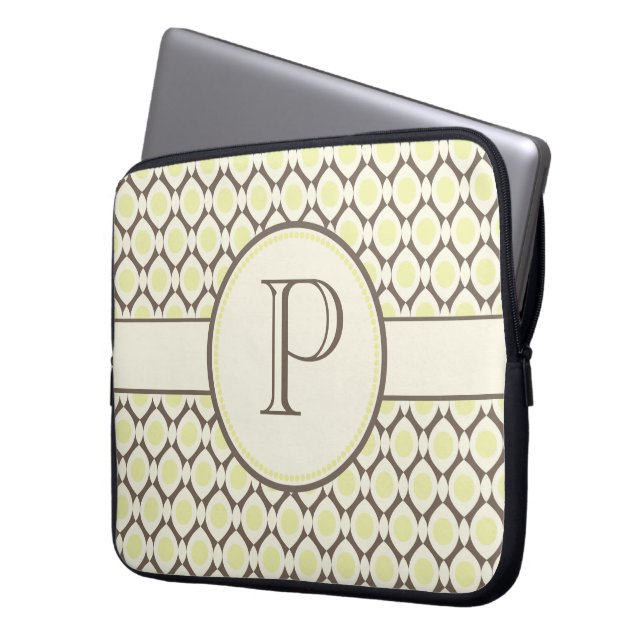 Elegant Monogram modern Patroon Laptop Bag Laptop Sleeve (Voorkant Links)