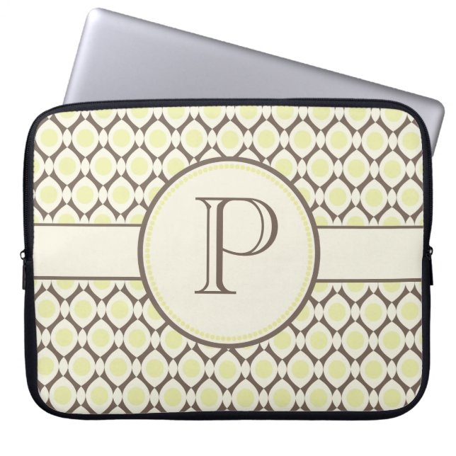 Elegant Monogram modern Patroon Laptop Bag Sleeve (Voorkant)