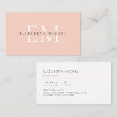 Elegant monogram modern perzikberoep visitekaartje (Voorkant / Achterkant)