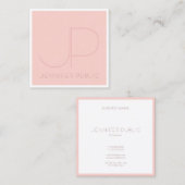 Elegant Monogram Modern Pink White Sjabloon Trendy Vierkante Visitekaartje (Voorkant / Achterkant)
