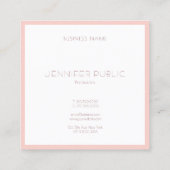 Elegant Monogram Modern Pink White Sjabloon Trendy Vierkante Visitekaartje (Achterkant)