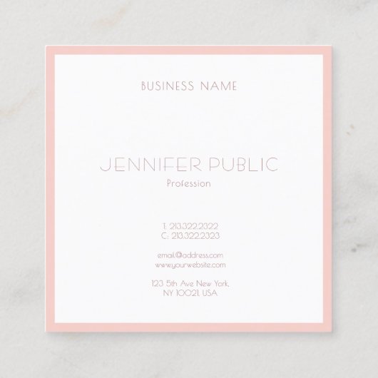Elegant Monogram Modern Pink White Sjabloon Trendy Vierkante Visitekaartje (Achterkant)