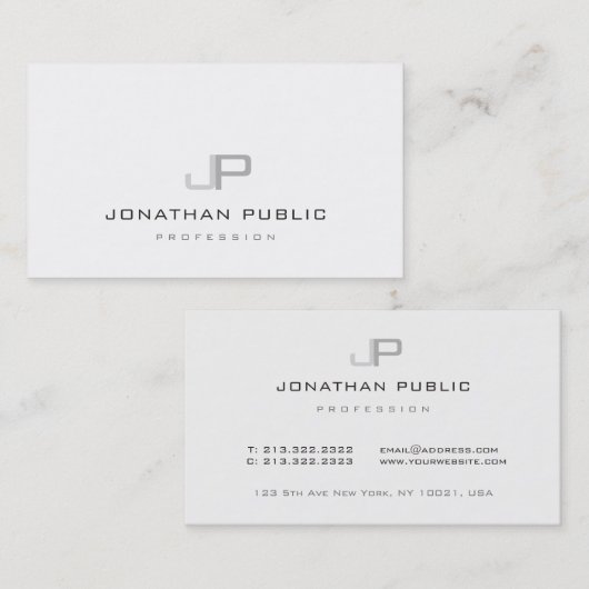 Elegant Monogram Modern Professional Minimalist Visitekaartje (Voorkant / Achterkant)
