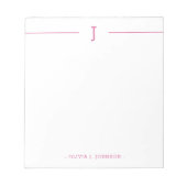 Elegant Monogram Modern Roze Wit Notitieblok (Voorkant)