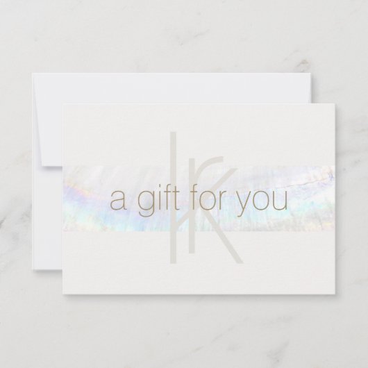 Elegant Monogram Modern Seashell Cadeaubon Bedankkaart (Voorkant)
