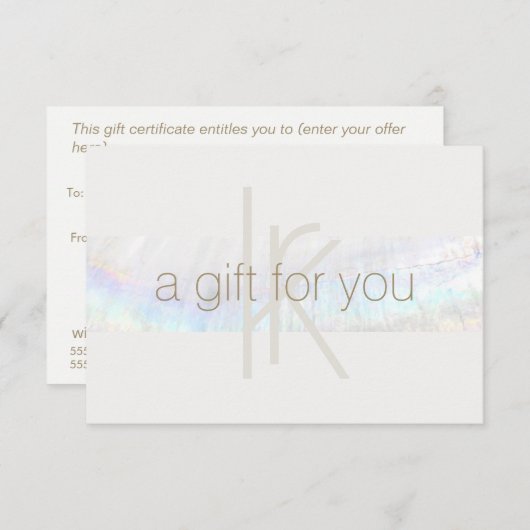 Elegant Monogram Modern Seashell Cadeaubon Bedankkaart (Voorkant / Achterkant)