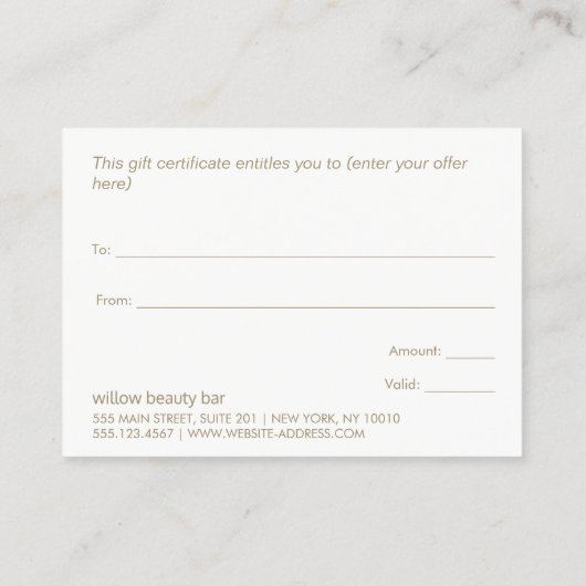 Elegant Monogram Modern Seashell Cadeaubon Visitekaartje (Achterkant)