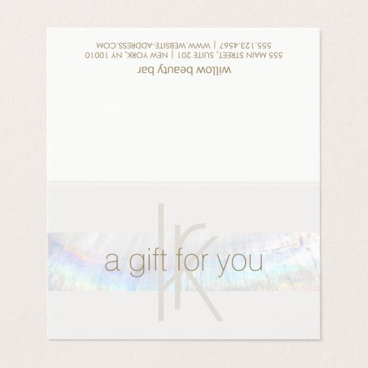 Elegant Monogram Modern Seashell Cadeaubon Visitekaartje (Buitenkant ongevouwen)