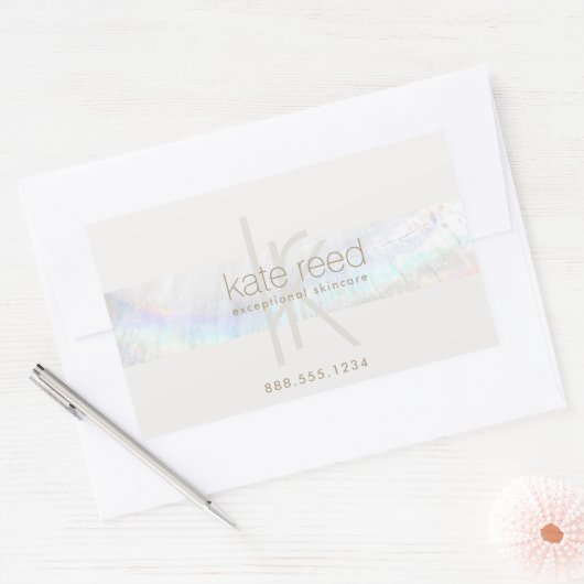 Elegant Monogram Modern Seashell Gift Certificate  Rechthoekige Sticker (Envelop)