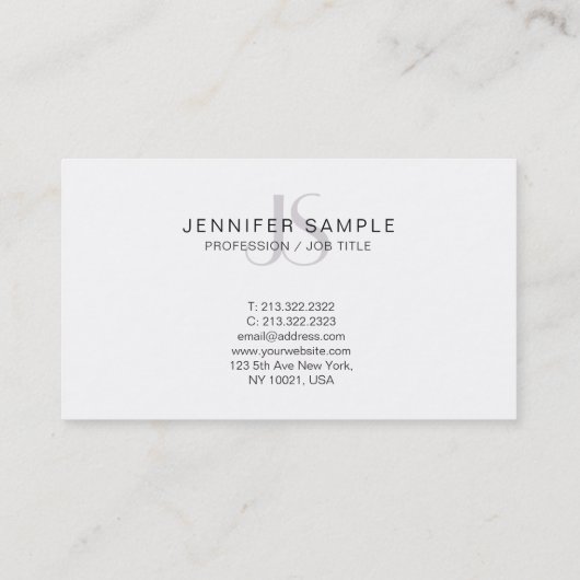 Elegant Monogram Modern Simple Chic Grafisch Trend Visitekaartje (Achterkant)