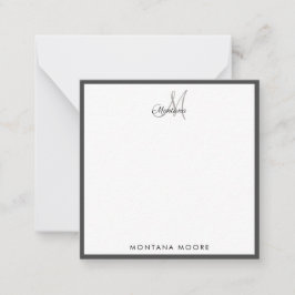 Elegant Monogram Modern Simple Girly Black Notitiekaartje