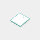 Elegant Monogram Modern Simple Girly Blauwgroen Post-it® Notes (Schuin)