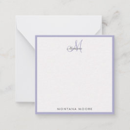 Elegant Monogram Modern Simple Girly Peri Paars Notitiekaartje