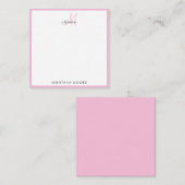 Elegant Monogram Modern Simple Girly Pink Notitiekaartje (Voorkant / Achterkant)
