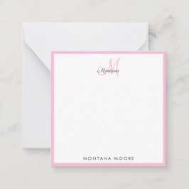 Elegant Monogram Modern Simple Girly Pink Notitiekaartje