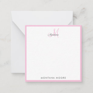 Elegant Monogram Modern Simple Girly Pink Notitiekaartje