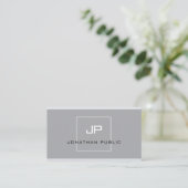 Elegant Monogram Modern Simple Grey Professional Visitekaartje (Staand voorkant)