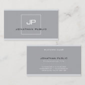 Elegant Monogram Modern Simple Grey Professional Visitekaartje (Voorkant / Achterkant)