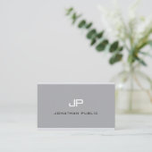 Elegant Monogram Modern Simple Grey Professional Visitekaartje (Staand voorkant)