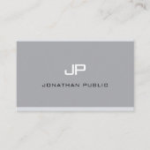 Elegant Monogram Modern Simple Grey Professional Visitekaartje (Voorkant)