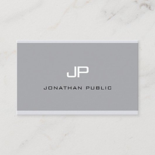 Elegant Monogram Modern Simple Grey Professional Visitekaartje (Voorkant)