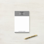 Elegant Monogram Modern Simple Grey White Post-it® Notes (Op bureau)