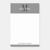Elegant Monogram Modern Simple Grey White  Post-it® Notes (Voorkant)