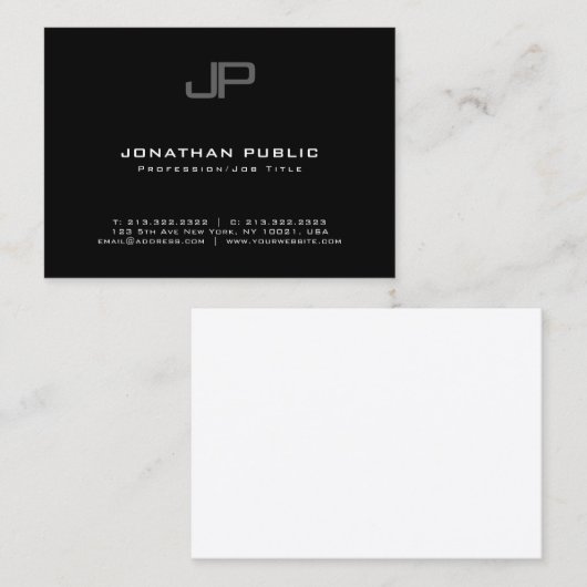 Elegant Monogram Modern Trendy Minimalistic Plain Visitekaartje (Voorkant / Achterkant)