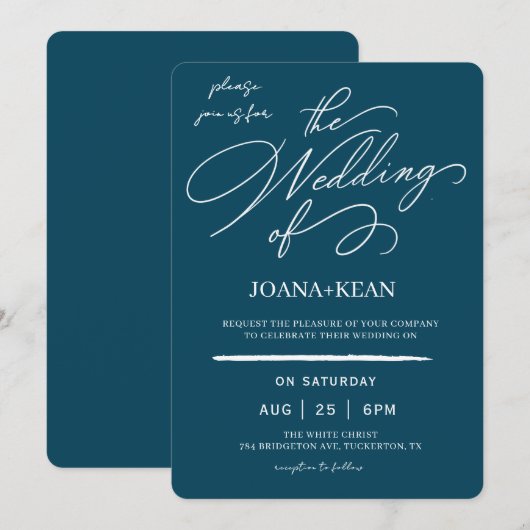 Elegant Monogram Modern Wedding Kaart (Voorkant / Achterkant)