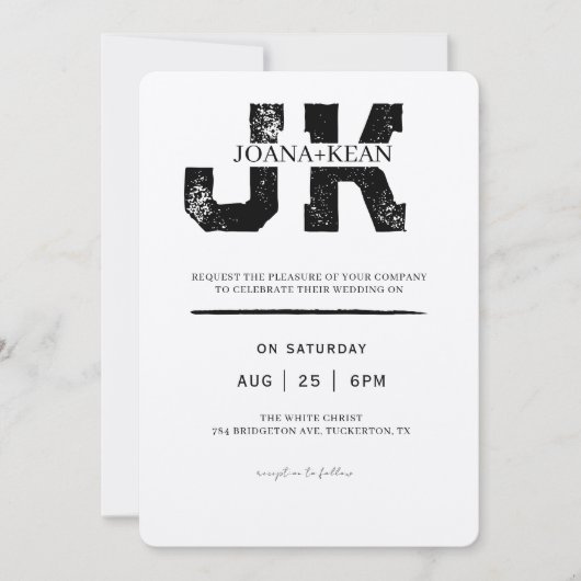 Elegant Monogram Modern Wedding Kaart (Voorkant)