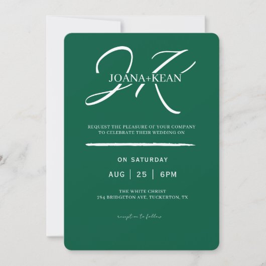 Elegant Monogram Modern Wedding Kaart (Voorkant)