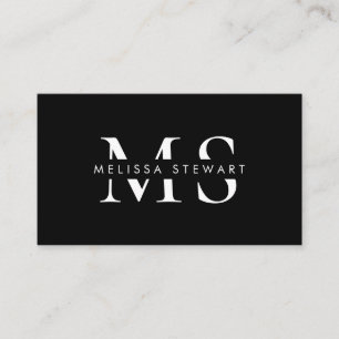 Elegant monogram modern wit zwart professional visitekaartje