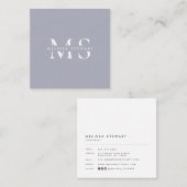 Elegant monogram modern zilver grijs professioneel vierkante visitekaartje (Voorkant / Achterkant)