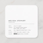 Elegant monogram modern zwart wit afgerond vierkante visitekaartje (Achterkant)