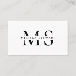 Elegant monogram modern zwart wit professional visitekaartje