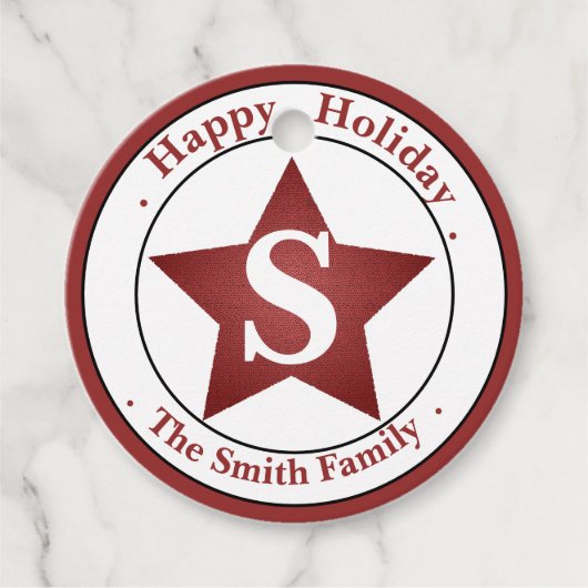 Elegant monogram Moderne aangepaste naam Happy Hol Bedankjes Labels (Voorkant)