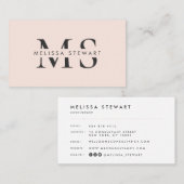 Elegant monogram moderne blush roze professional visitekaartje (Voorkant / Achterkant)