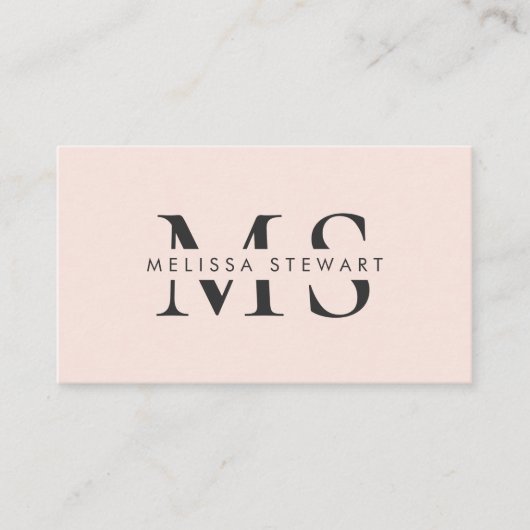 Elegant monogram moderne blush roze professional visitekaartje (Voorkant)