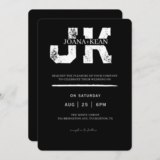 Elegant monogram moderne bruiloft kaart (Voorkant / Achterkant)