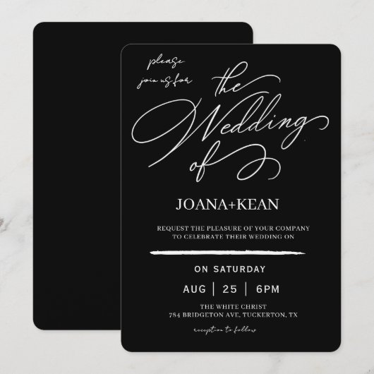 Elegant monogram moderne bruiloft kaart (Voorkant / Achterkant)