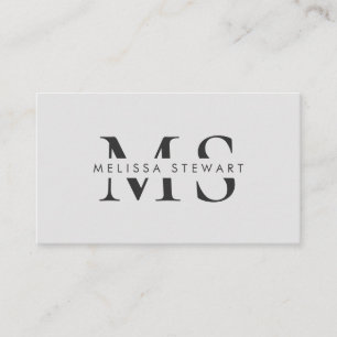 Elegant monogram moderne gewone grijze professiona visitekaartje