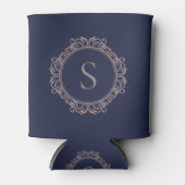 Elegant Monogram Moderne Klassieke Marine Koper Bl Blikjeskoeler (Voorkant)