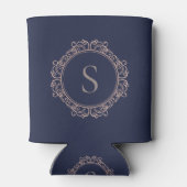 Elegant Monogram Moderne Klassieke Marine Koper Bl Blikjeskoeler (Achterkant)